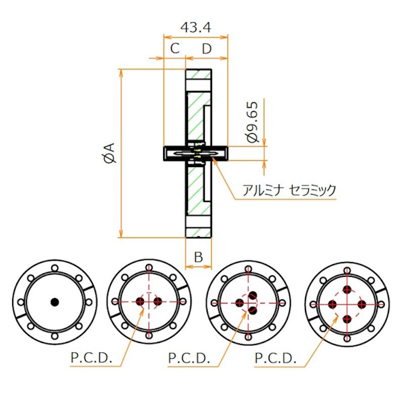 同軸 SHV-JJ-F 1個付き ICF34 フランジ admin.label.item.size_image